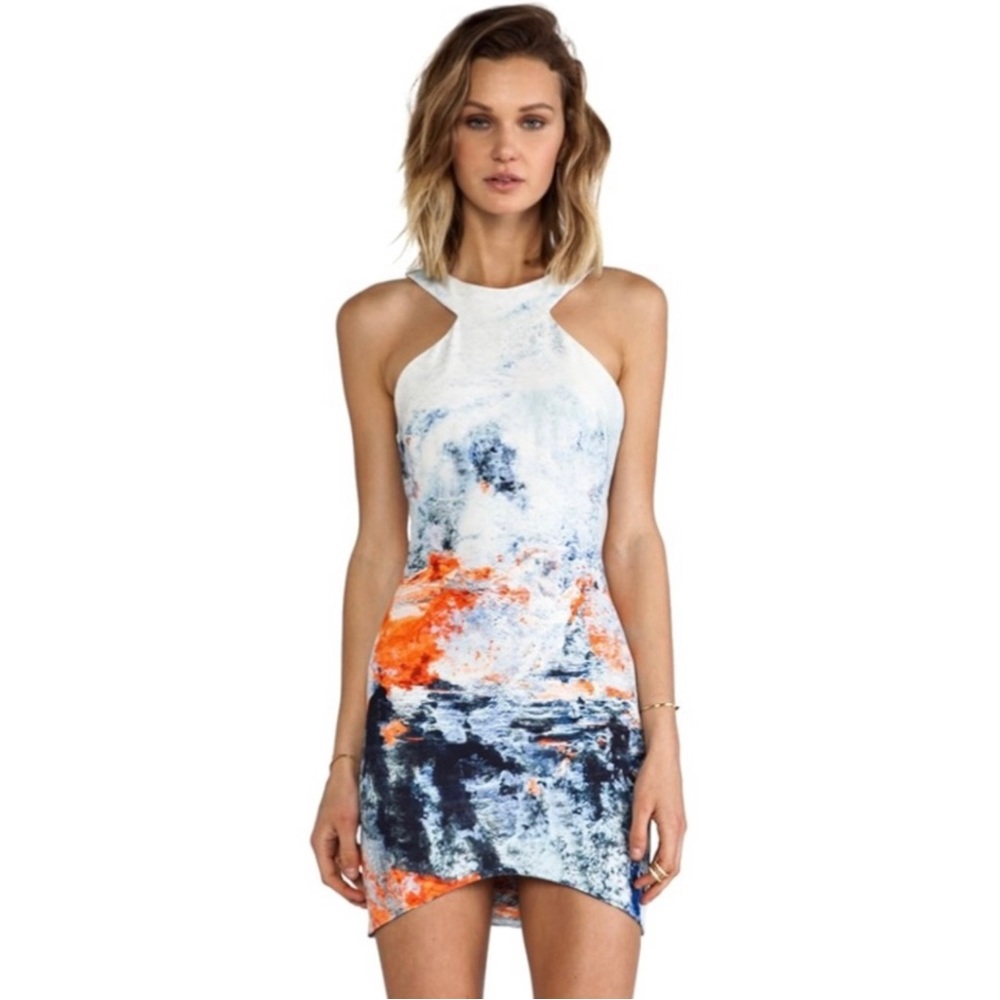 Bec & Bridge Revolve Printed Open Back Mini Dress - image 1